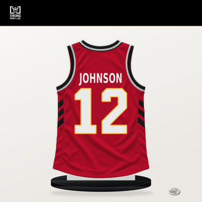 Kobe Johnson number 12 Atlanta Hawks jersey stand with included black base.