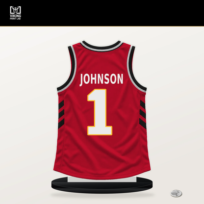 Jalen Johnson number 1 Atlanta Hawks jersey stand with included black base.