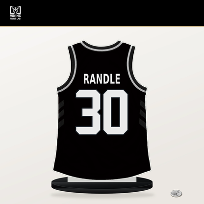 Julius Randle number 30 Brooklyn Nets jersey stand with included black base.