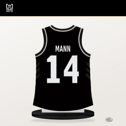 Terance Mann number 14 Brooklyn Nets jersey stand with included black base.