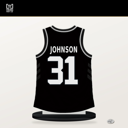 Chaney Johnson number 31 Brooklyn Nets jersey stand with included black base.