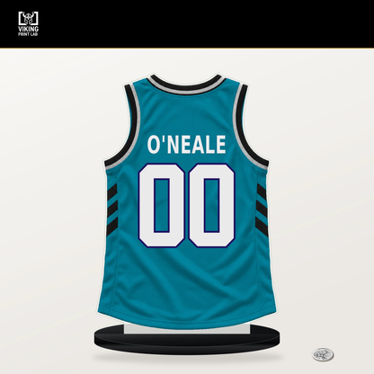 Royce O'Neale number 00 Charlotte Hornets jersey stand with included black base.