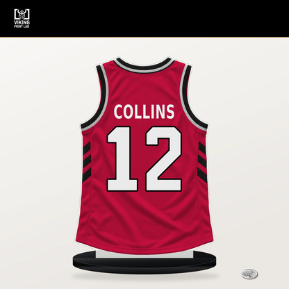 Zach Collins number 12 Chicago Bulls jersey stand with included black base.
