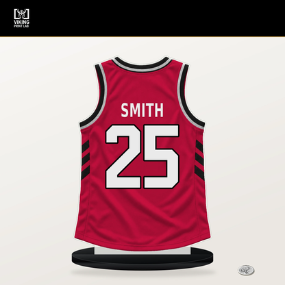 Jalen Smith number 25 Chicago Bulls jersey stand with included black base.