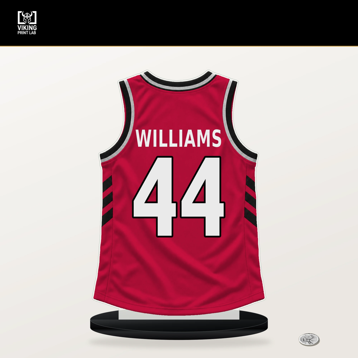 Patrick Williams number 44 Chicago Bulls jersey stand with included black base.