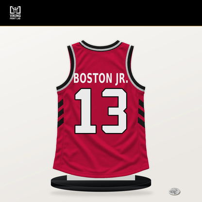 Brandon Boston Jr. number 13 Chicago Bulls jersey stand with included black base.