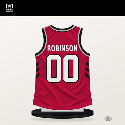 Orlando Robinson number 00 Chicago Bulls jersey stand with included black base.