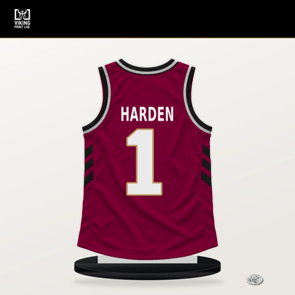 James Harden number 1 Cleveland Cavaliers jersey stand with included black base.
