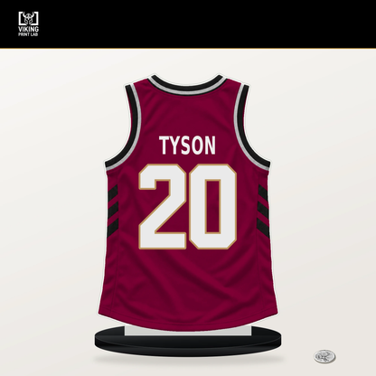Jaylon Tyson number 20 Cleveland Cavaliers jersey stand with included black base.