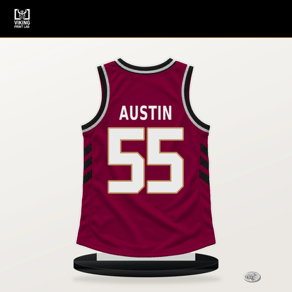 Zack Austin number 55 Cleveland Cavaliers jersey stand with included black base.