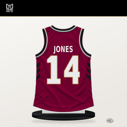 Curtis Jones number 14 Cleveland Cavaliers jersey stand with included black base.