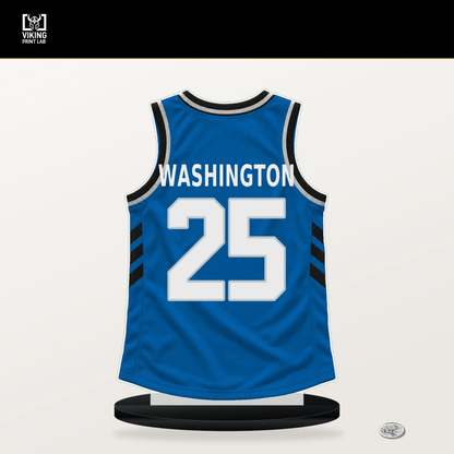 P.J. Washington number 25 Dallas Mavericks jersey stand with included black base.