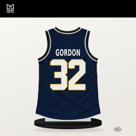 Aaron Gordon number 32 Denver Nuggets jersey stand with included black base.