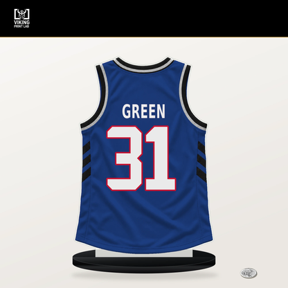 Javonte Green number 31 Detroit Pistons jersey stand with included black base.