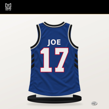 Isaiah Joe number 17 Detroit Pistons jersey stand with included black base.