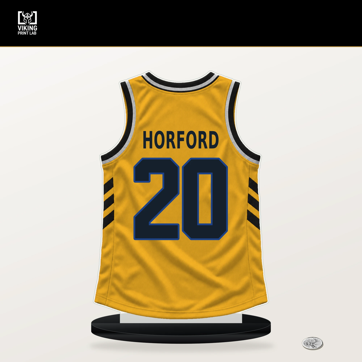 Al Horford number 20 Golden State Warriors jersey stand with included black base.