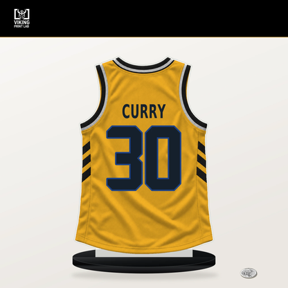 Stephen Curry number 30 Golden State Warriors jersey stand with included black base.