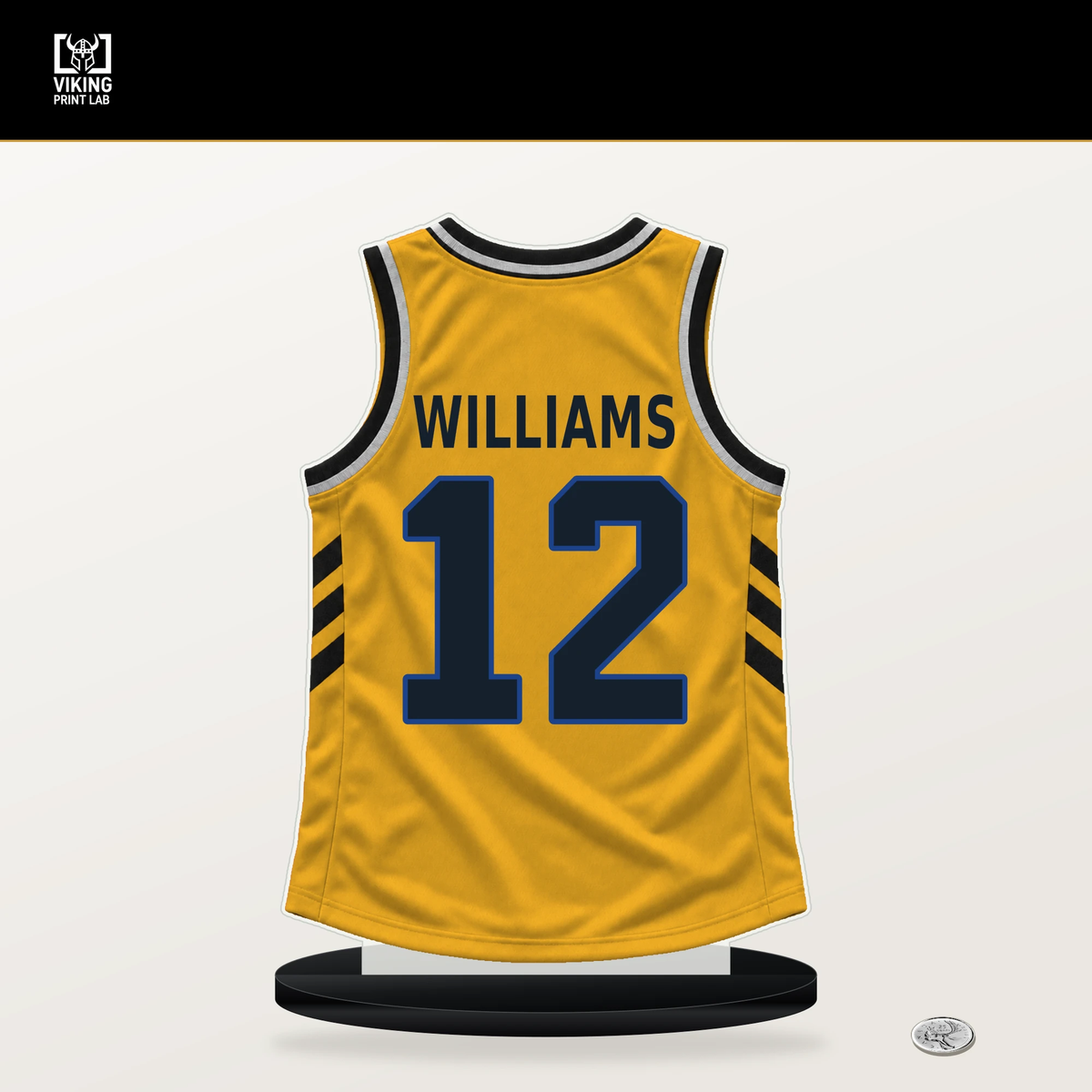 Brandon Williams number 12 Golden State Warriors jersey stand with included black base.