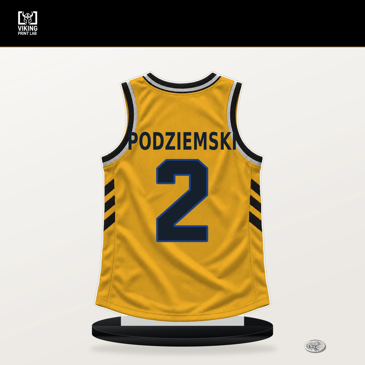 Brandin Podziemski number 2 Golden State Warriors jersey stand with included black base.