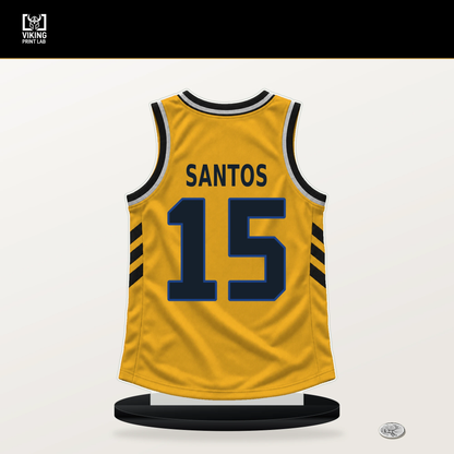 Gui Santos number 15 Golden State Warriors jersey stand with included black base.