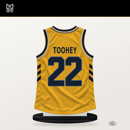 Alex Toohey number 22 Golden State Warriors jersey stand with included black base.