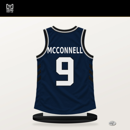 T.J. McConnell number 9 Indiana Pacers jersey stand with included black base.