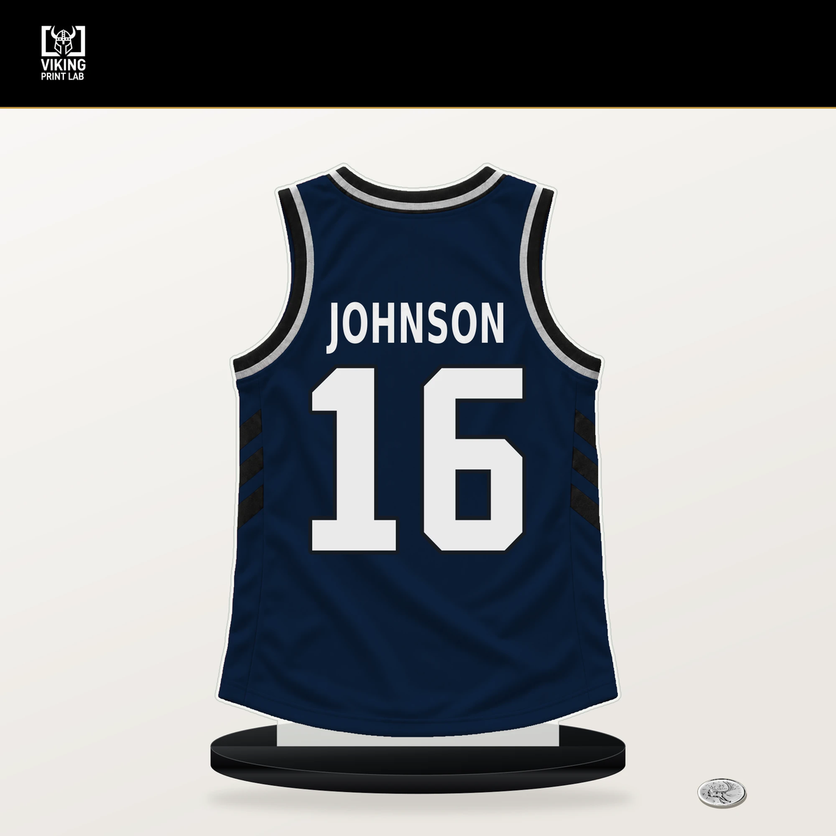 James Johnson number 16 Indiana Pacers jersey stand with included black base.