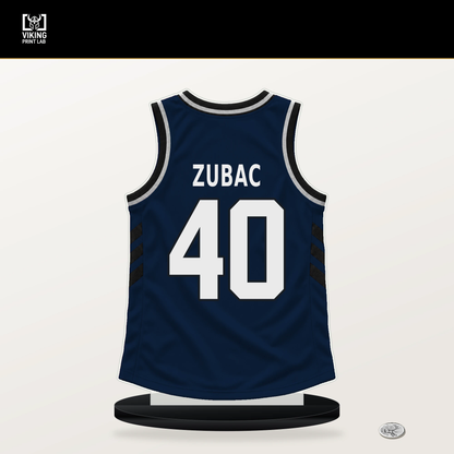 Ivica Zubac number 40 Indiana Pacers jersey stand with included black base.