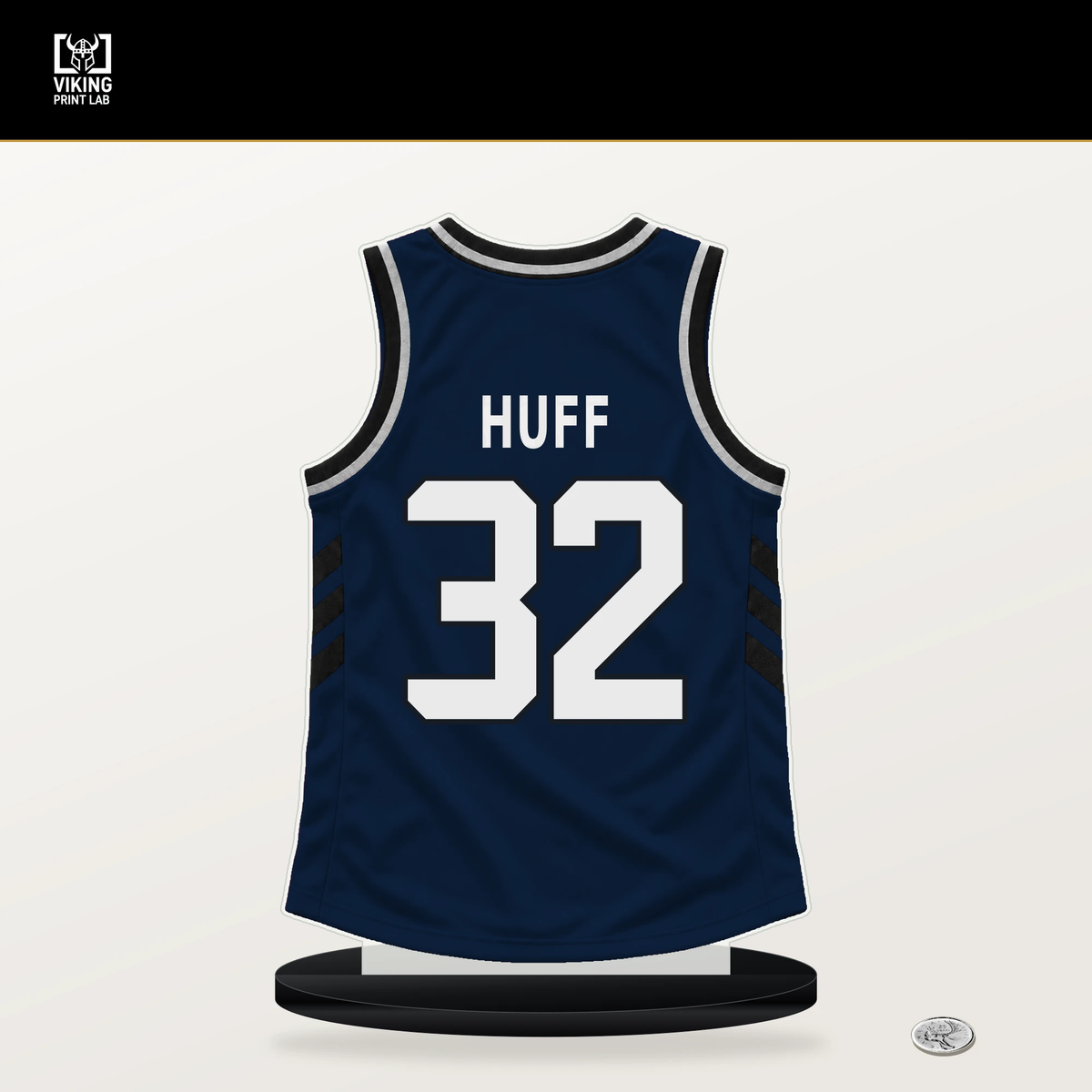 Jay Huff number 32 Indiana Pacers jersey stand with included black base.
