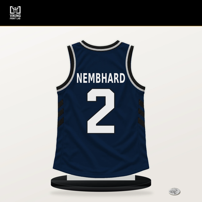 Andrew Nembhard number 2 Indiana Pacers jersey stand with included black base.