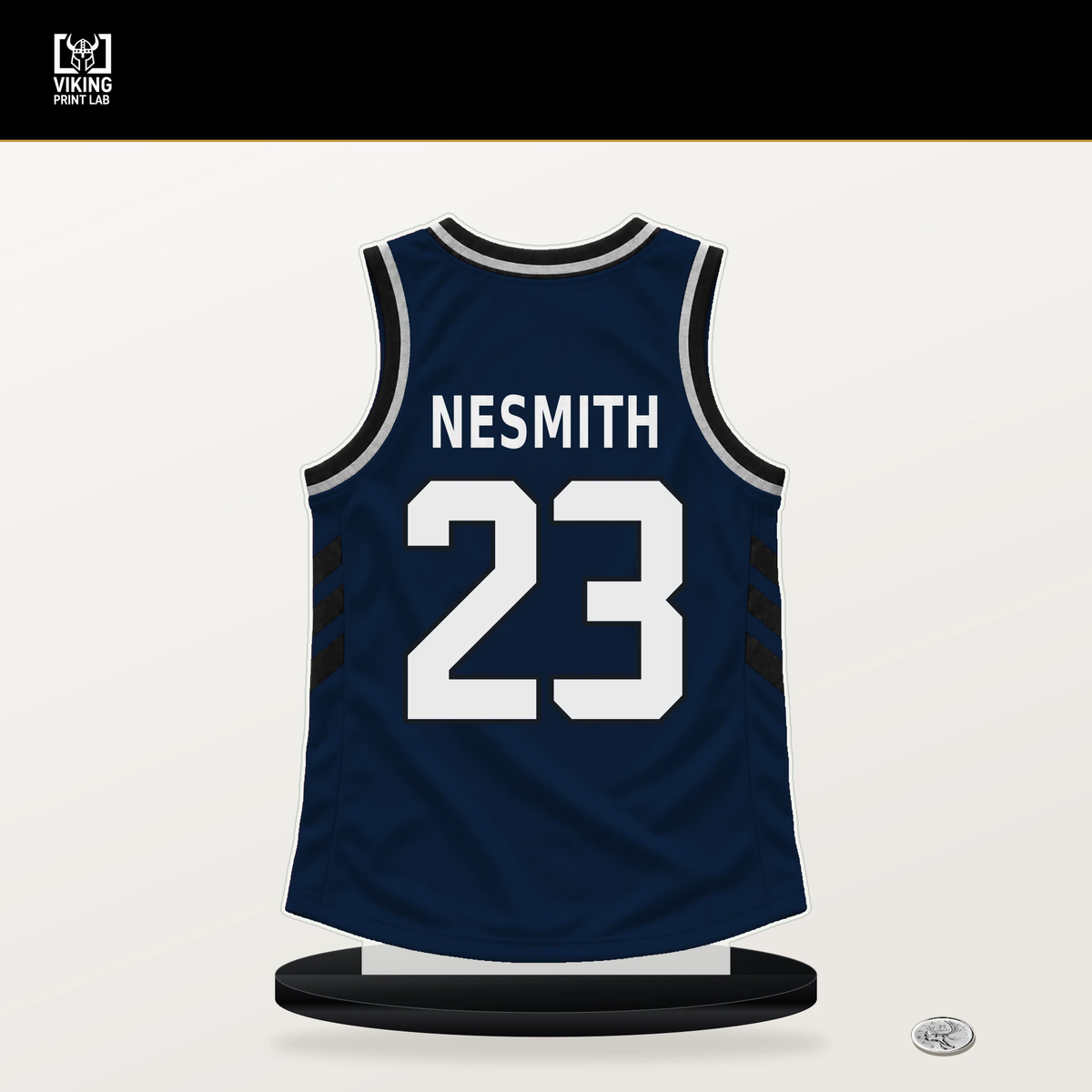 Aaron Nesmith number 23 Indiana Pacers jersey stand with included black base.
