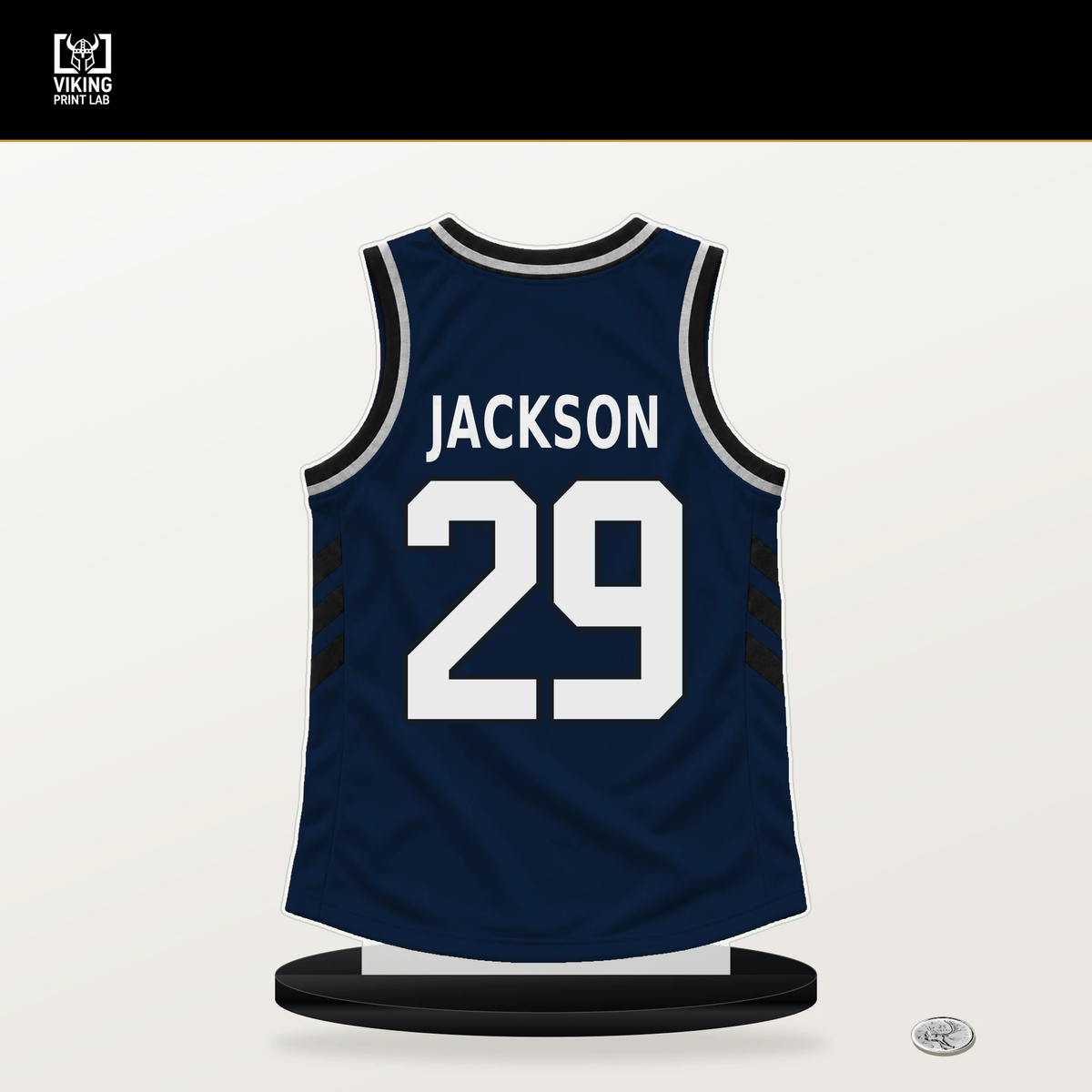 Quenton Jackson number 29 Indiana Pacers jersey stand with included black base.