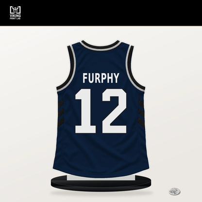 Johnny Furphy number 12 Indiana Pacers jersey stand with included black base.