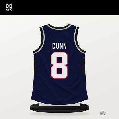 Kris Dunn number 8 LA Clippers jersey stand with included black base.