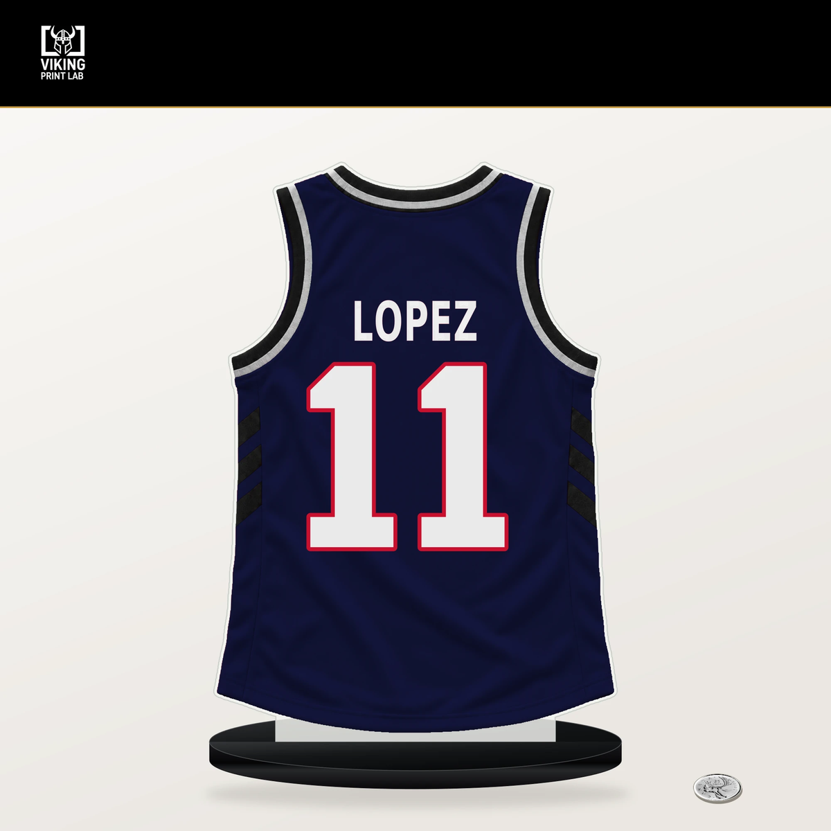 Brook Lopez number 11 LA Clippers jersey stand with included black base.
