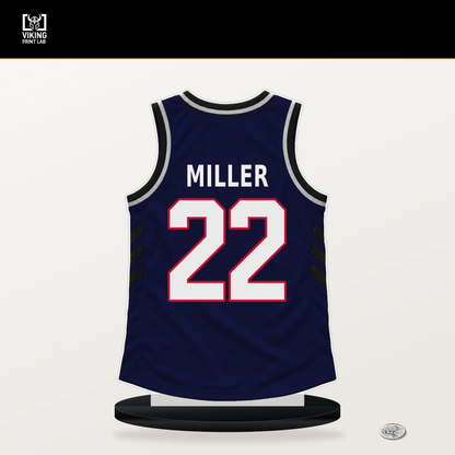 Jordan Miller number 22 LA Clippers jersey stand with included black base.