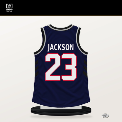 Isaiah Jackson number 23 LA Clippers jersey stand with included black base.