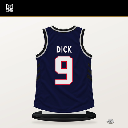 Gradey Dick number 9 LA Clippers jersey stand with included black base.