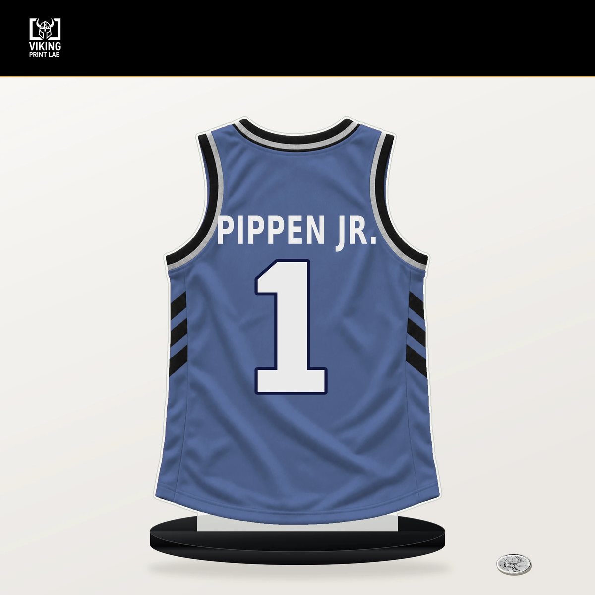 Scotty Pippen Jr. number 1 Memphis Grizzlies jersey stand with included black base.