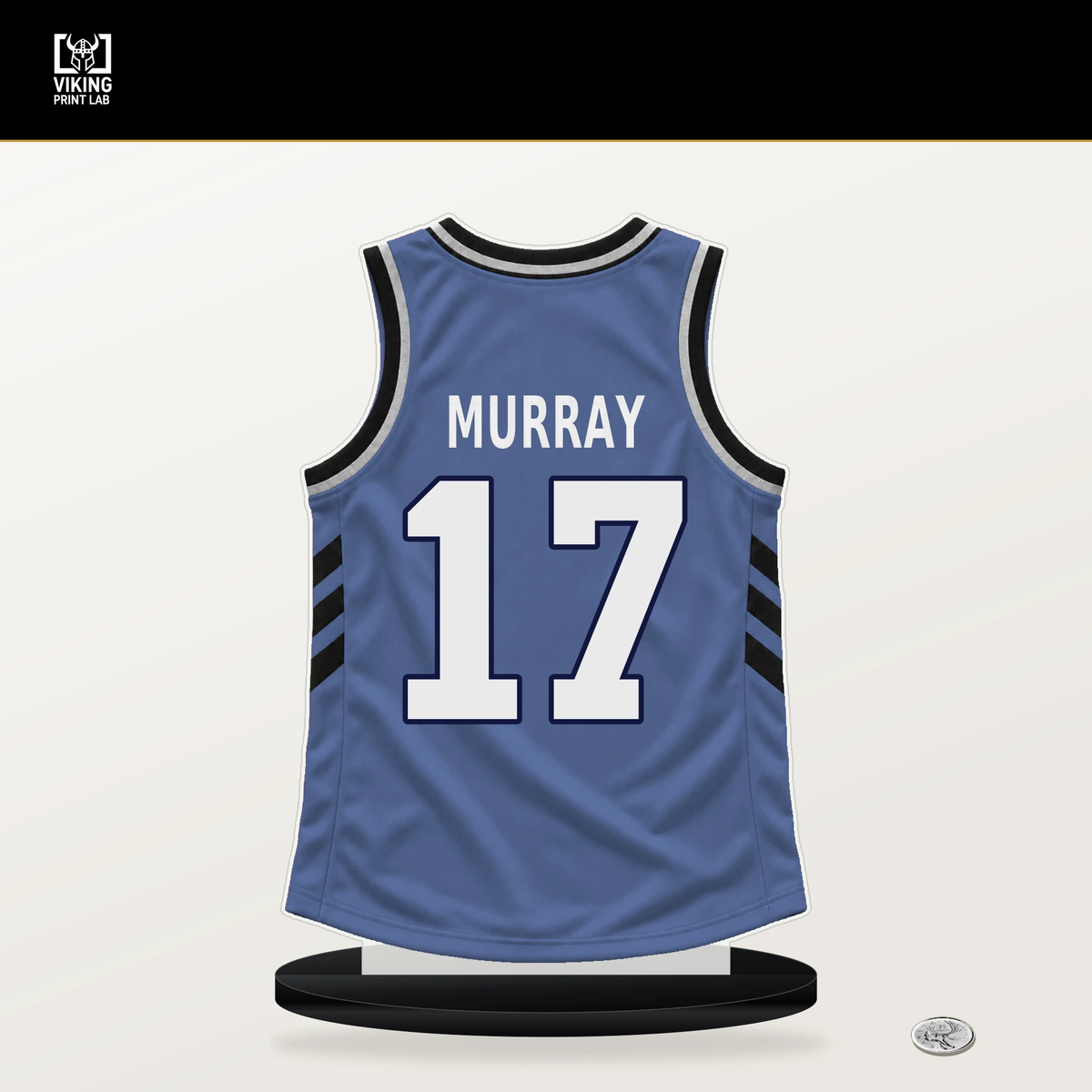 Kris Murray number 17 Memphis Grizzlies jersey stand with included black base.