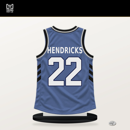 Taylor Hendricks number 22 Memphis Grizzlies jersey stand with included black base.