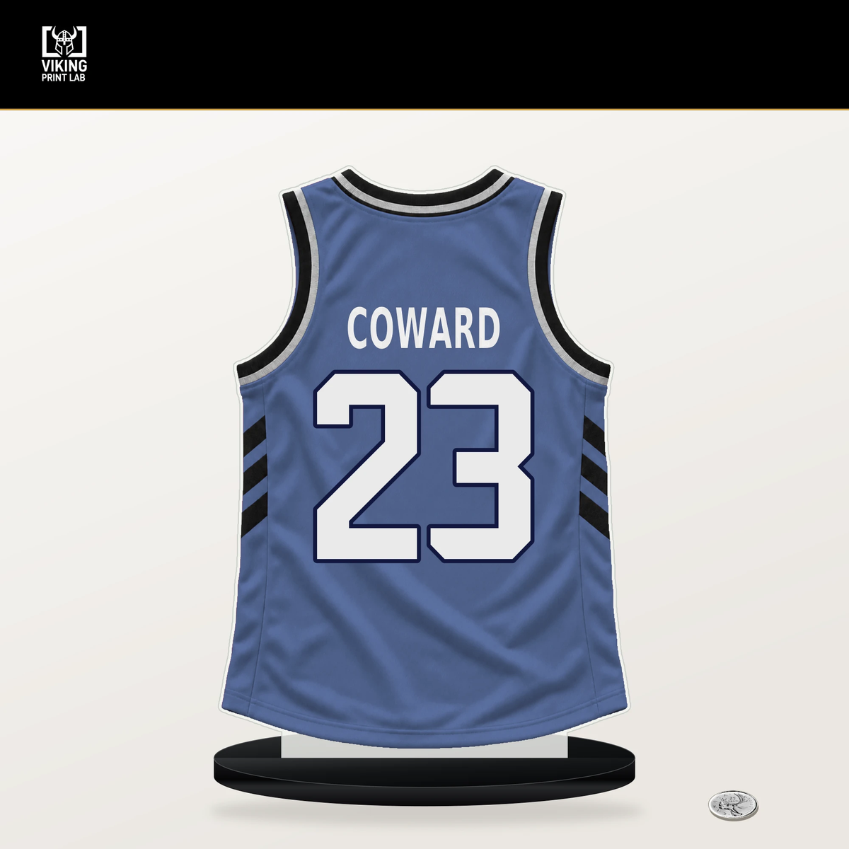 Cedric Coward number 23 Memphis Grizzlies jersey stand with included black base.