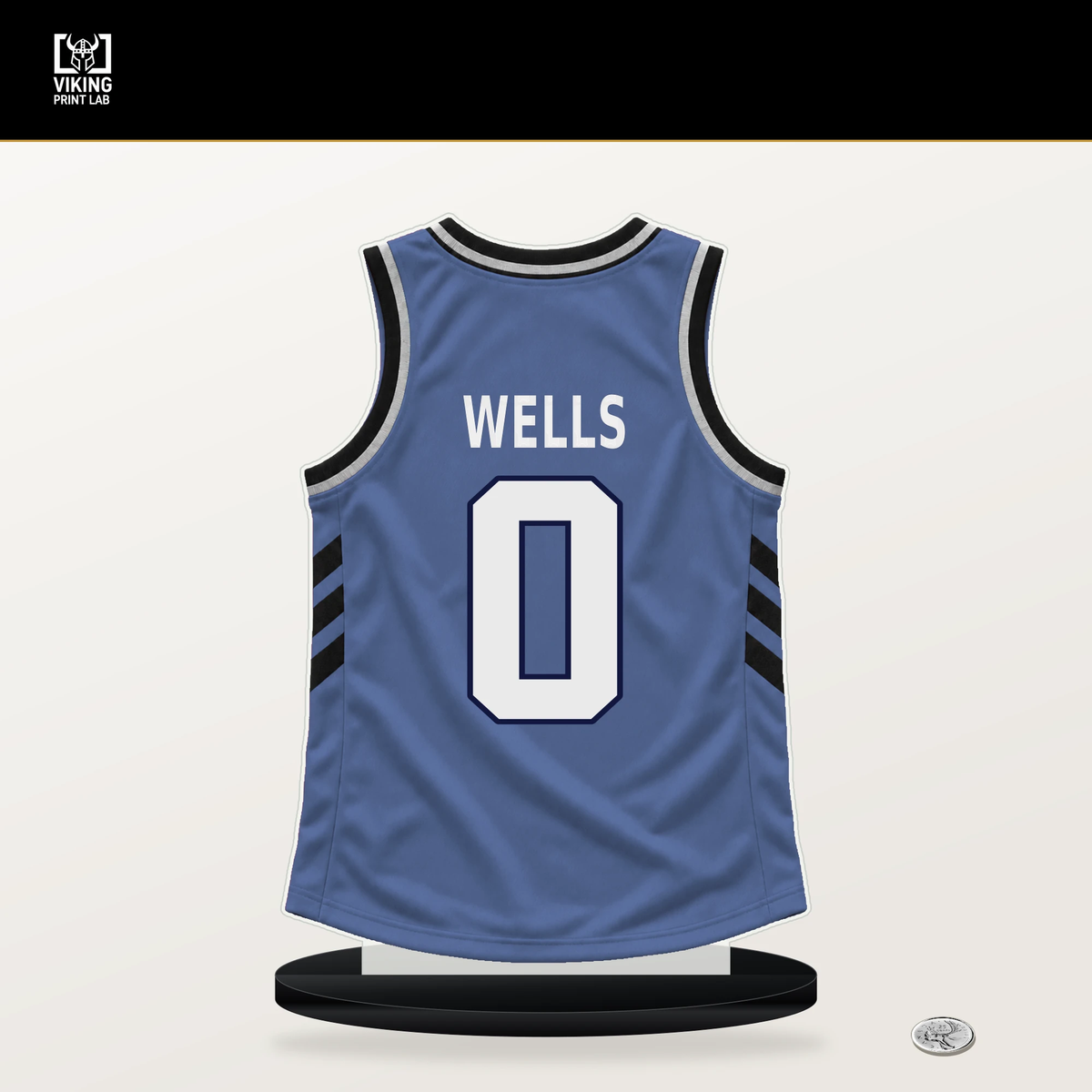 Jaylen Wells number 0 Memphis Grizzlies jersey stand with included black base.