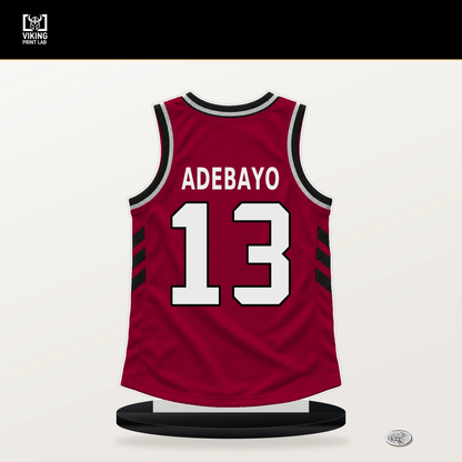 Bam Adebayo number 13 Miami Heat jersey stand with included black base.