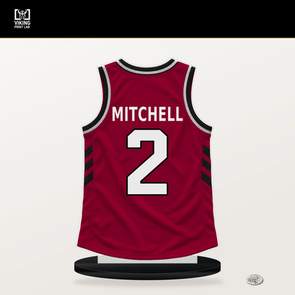 Davion Mitchell number 2 Miami Heat jersey stand with included black base.
