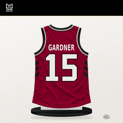 Myron Gardner number 15 Miami Heat jersey stand with included black base.