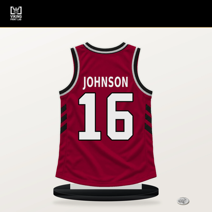 Keshad Johnson number 16 Miami Heat jersey stand with included black base.