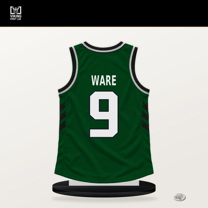 Kel'el Ware number 9 Milwaukee Bucks jersey stand with included black base.