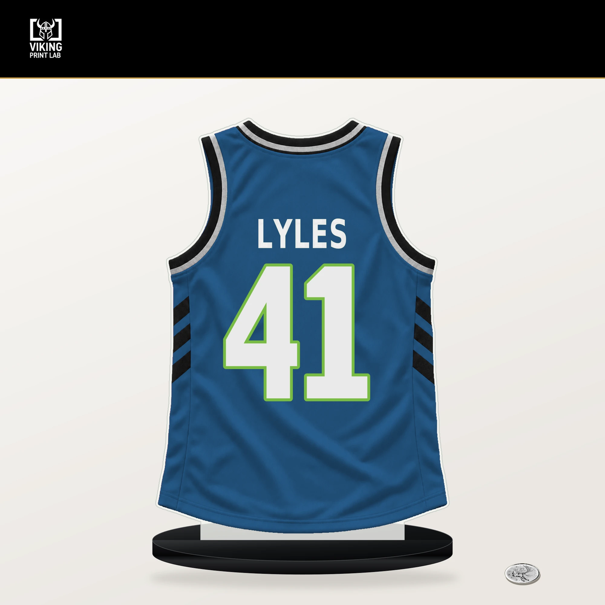 Trey Lyles number 41 Minnesota Timberwolves jersey stand with included black base.
