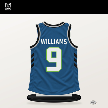 Cody Williams number 9 Minnesota Timberwolves jersey stand with included black base.